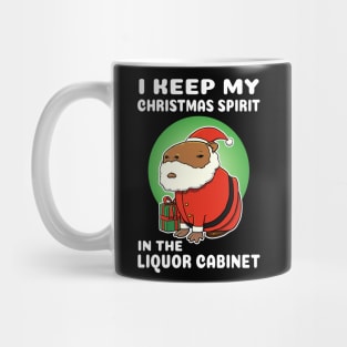 I keep my Christmas spirit in the liquor cabinet Capybara Christmas Mug